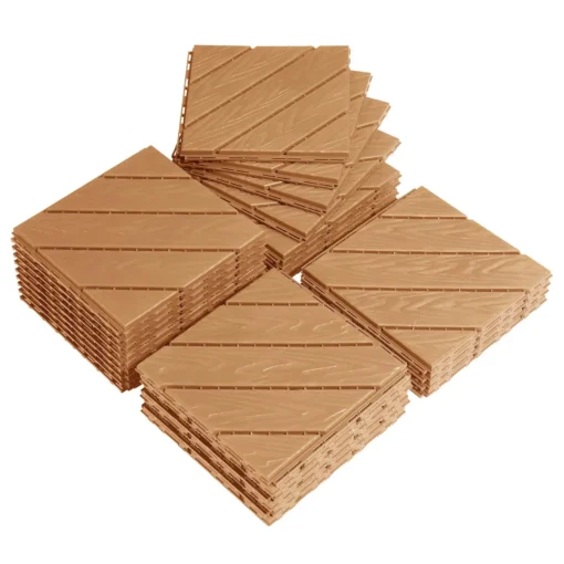 27-Pack 11.8x11.8 Waterproof Interlocking Plastic Deck Tiles