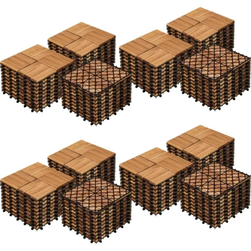 108 pcs Hardwood Interlocking Patio Deck Tiles